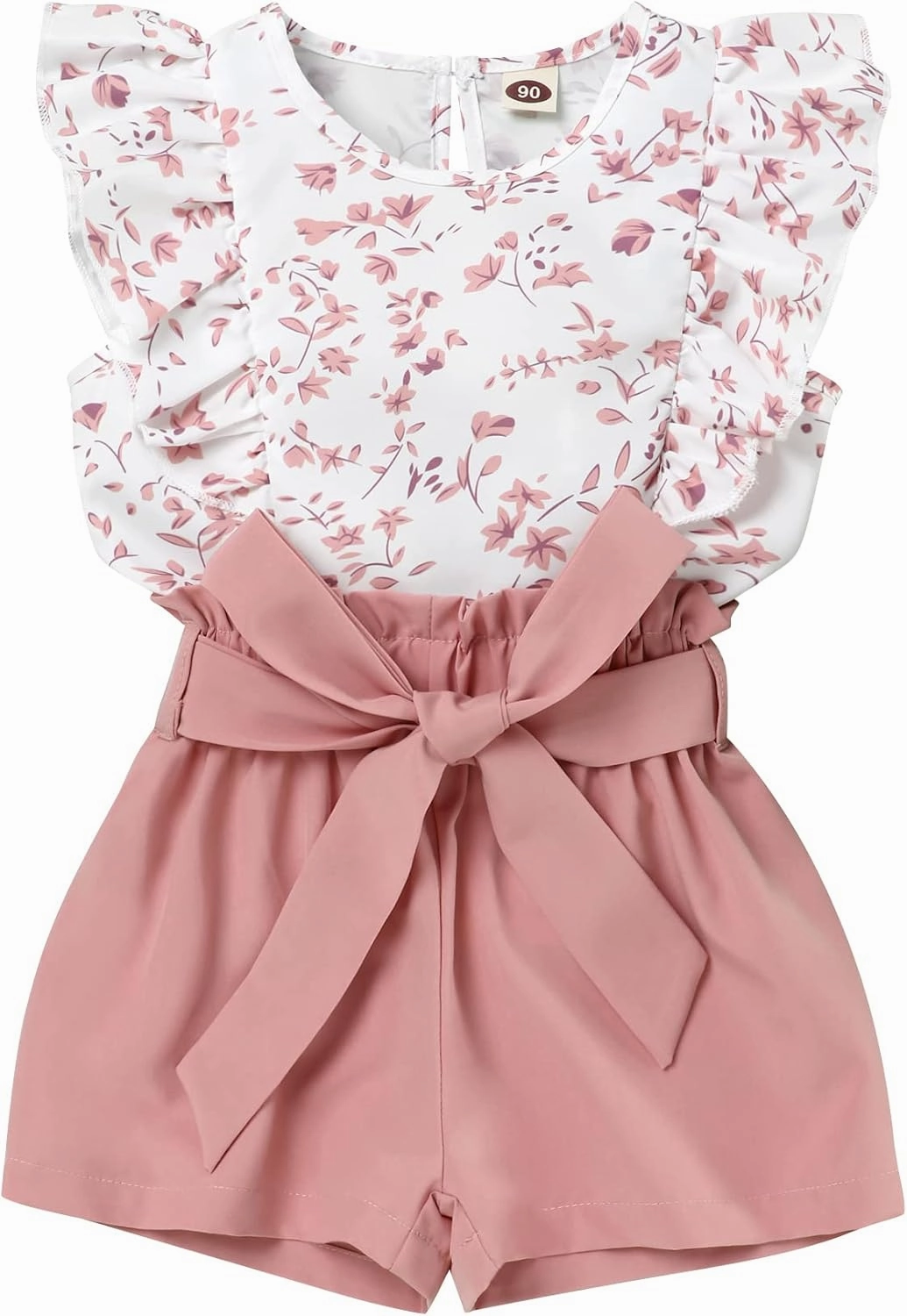 oklady Toddler Girl Clothes Ruffle Floral Embroidery Shirt and Shorts Set