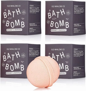 Old Whaling Co Bergamot and Grapefruit Bath Bomb – Set of 4 – Handmade Bath Soak with Epsom Salts – Cleansing, Soothing and Moisturizing Fizz – Fruity, Citrus Scent, 8 oz