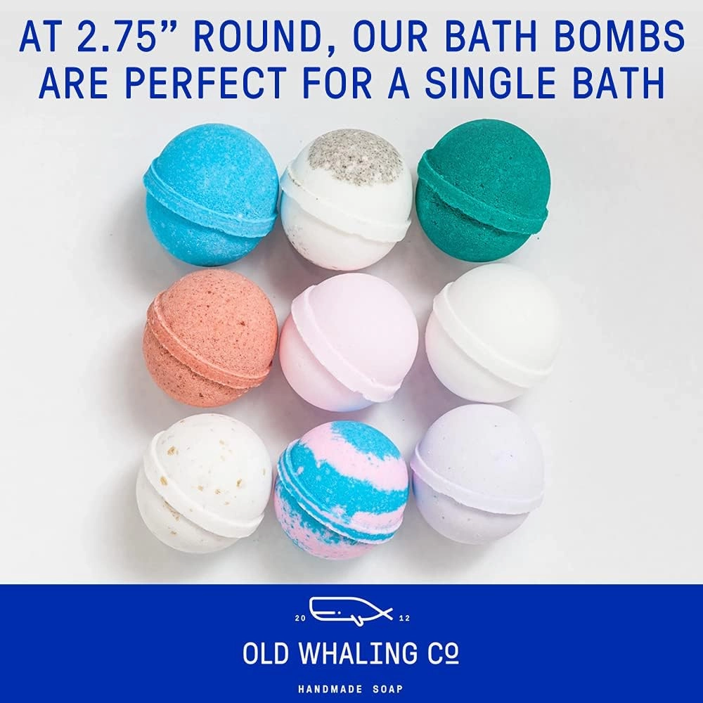 Old Whaling Co Bergamot and Grapefruit Bath Bomb – Set of 4 – Handmade Bath Soak with Epsom Salts – Cleansing, Soothing and Moisturizing Fizz – Fruity, Citrus Scent, 8 oz