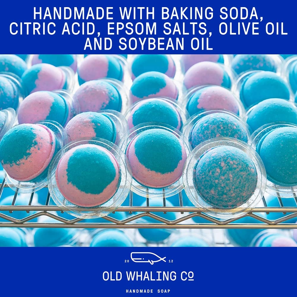 Old Whaling Co Magnolia Bath Bomb – Set of 4 – Handmade Bath Soak with Epsom Salts – Cleansing, Soothing and Moisturizing Fizz – Magnolia Blossom and Sweet Peony Scent, 8 oz
