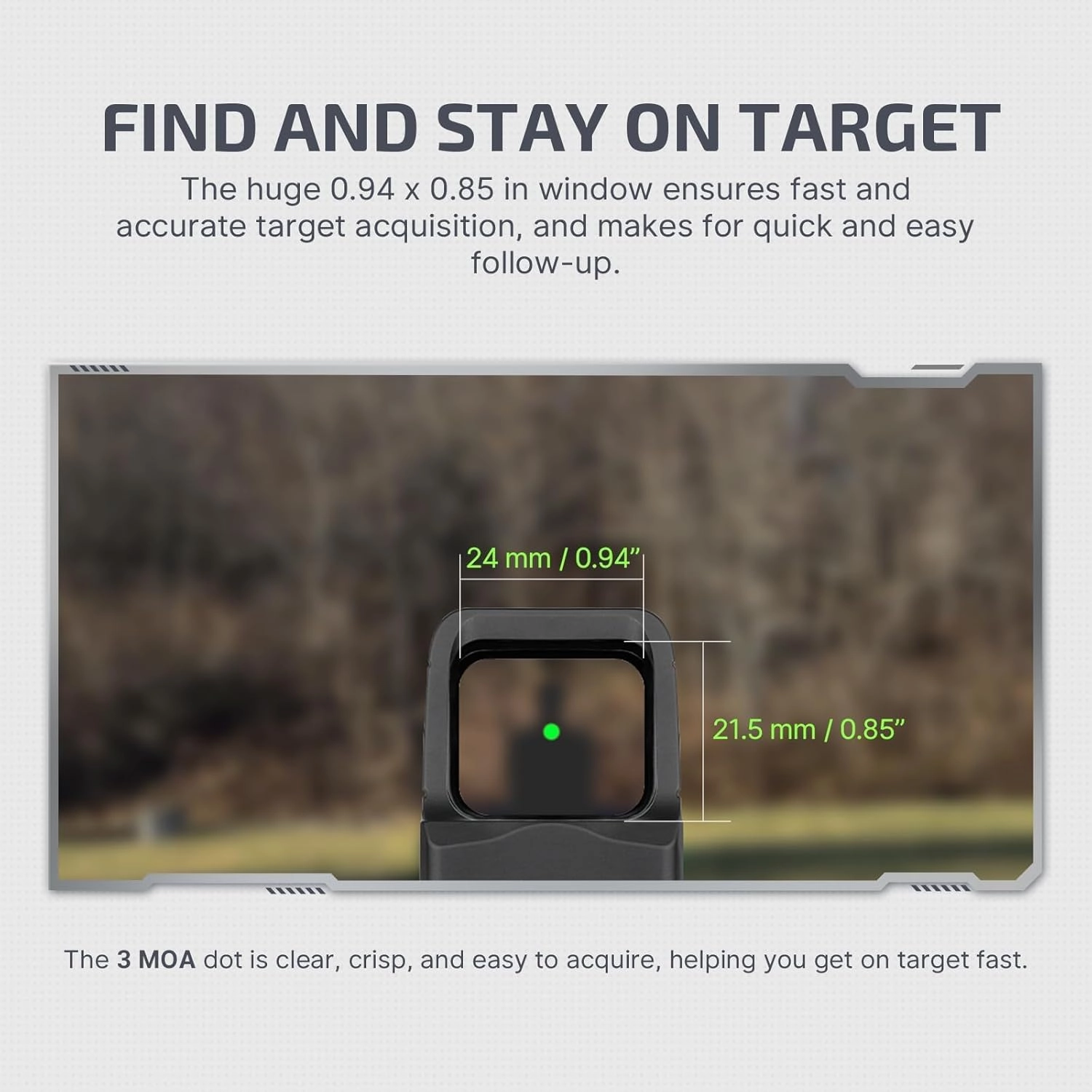 OLIGHT Osight 3 MOA Rechargeable Dot Open Reflex Sight with Charging Cover, Tactical Parallax-Free Sights, Picatinny Mount Compatible - Green/Red Dot Options