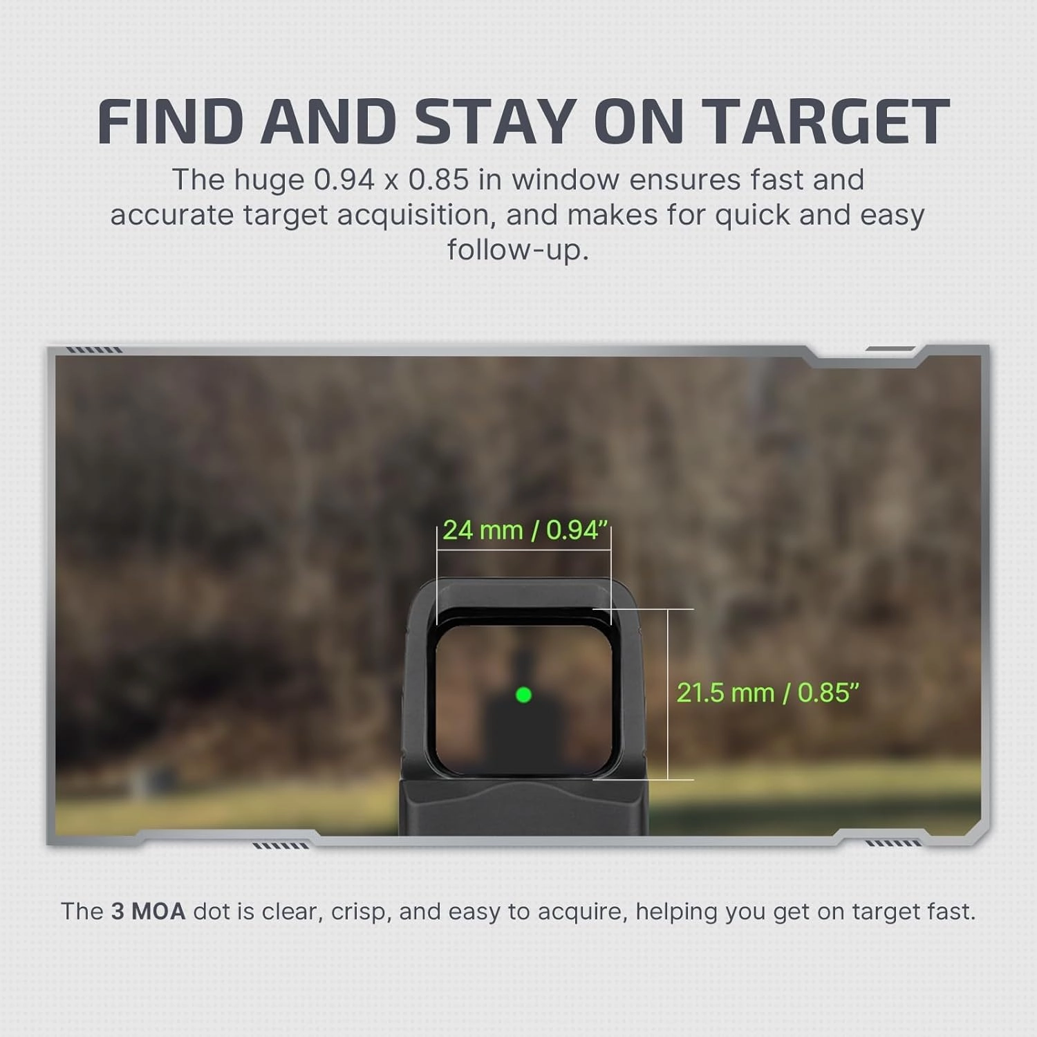 OLIGHT Osight 3 MOA Rechargeable Dot Open Reflex Sight with Charging Cover, Tactical Parallax-Free Sights, Picatinny Mount Compatible - Green/Red Dot Options