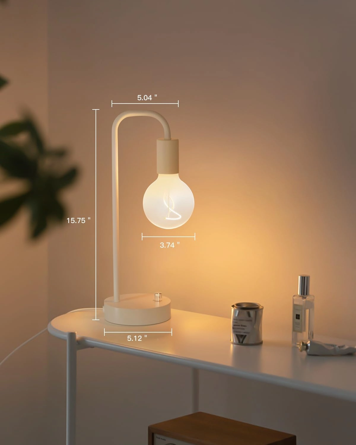 ONEWISH Industrial Small Table Lamp for Bedroom, Fully Dimmable Modern Beside Lamps with 2700K Warm Light Bulb for Kids Reading, White Nightstand Lamps for Living Room, Dorm,Home Office