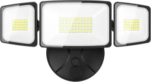Onforu 60W Flood Lights Outdoor, 6000LM Brightness Security Lights Switch Controlled, 3 Adjustable Heads, IP65 Waterproof, 6500K Wall Mount Exterior LED Flood Light