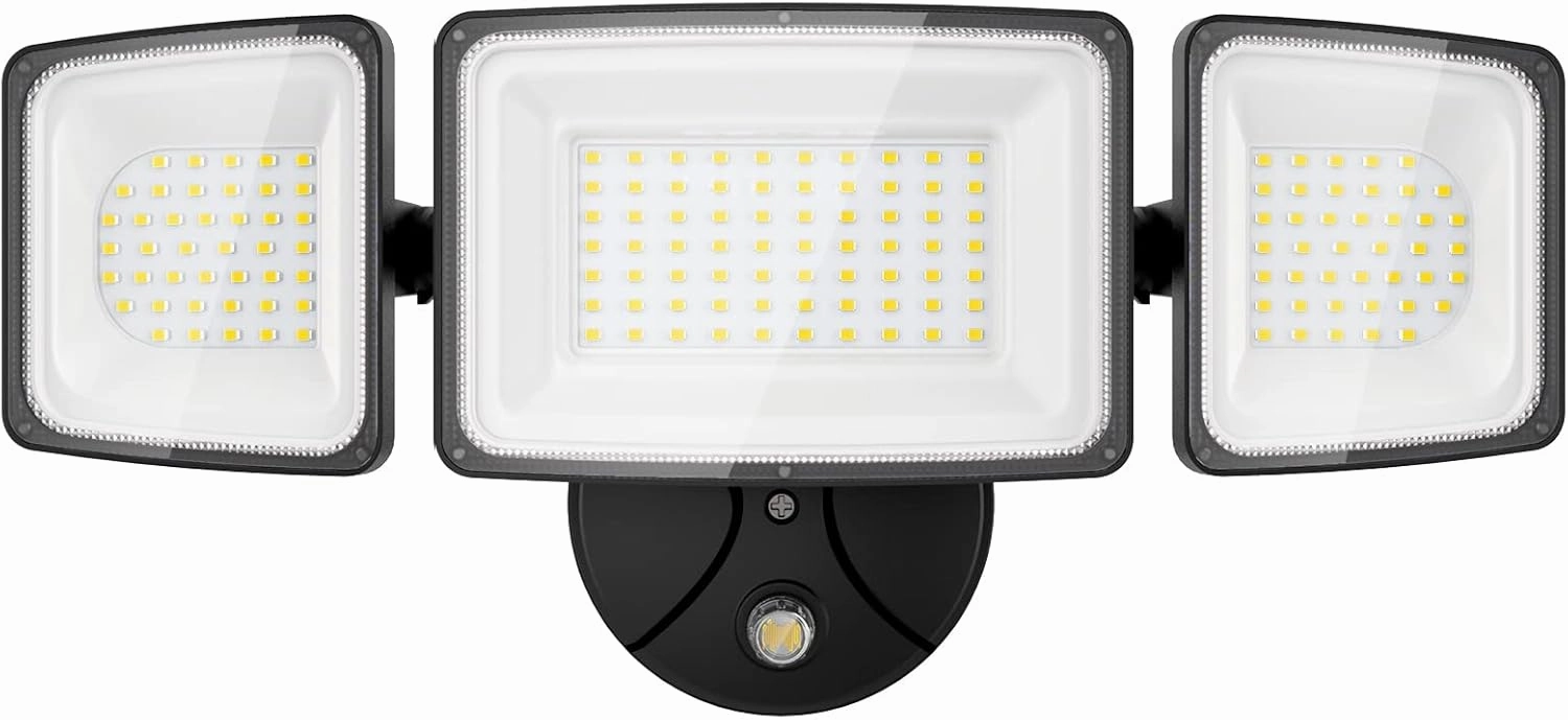 Onforu 100W Dusk to Dawn Outdoor Lighting, 9000LM Exterior Led Flood Lights, IP65 Waterproof 3 Adjustable Heads Security Black Lights Fixture, 6500K Photocell Floodlights for Garage, Patio, Yard