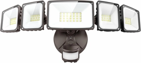 Onforu 5 Heads 55W LED Security Lights Motion Sensor Outdoor, 360° Wide Angle Illumination, 5000LM Flood Light, 6500K, IP65 Waterproof, Hardwired Wall Light for Garage, Yard, Porch, Entryway (Brown)