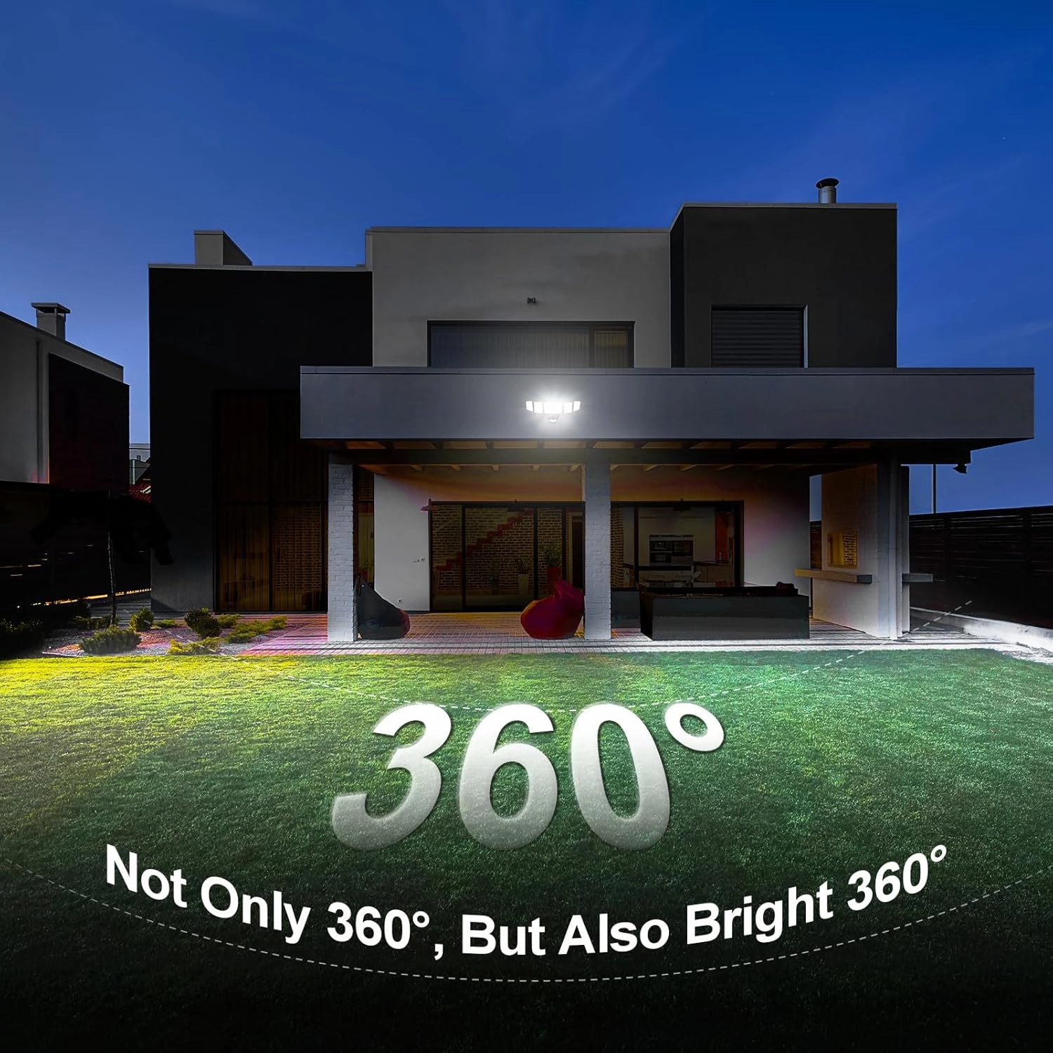 Onforu 5 Heads 55W LED Security Lights Motion Sensor Outdoor, 360° Wide Angle Wide Illumination, 5000LM Flood Light, 6500K, IP65 Waterproof, Hardwired Wall Light for Garage, Yard, Porch, Entryway