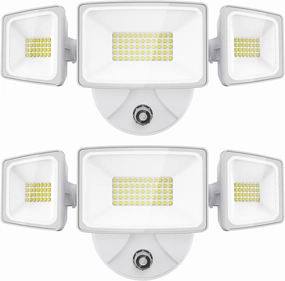 Onforu 60W LED Dusk to Dawn Outdoor Lighting, 2 Packs 6000LM Exterior Flood Lights, IP65 Waterproof Outdoor 3 Adjustable Heads Photocell Lights Fixture, 6500K Daylight White Floodlights