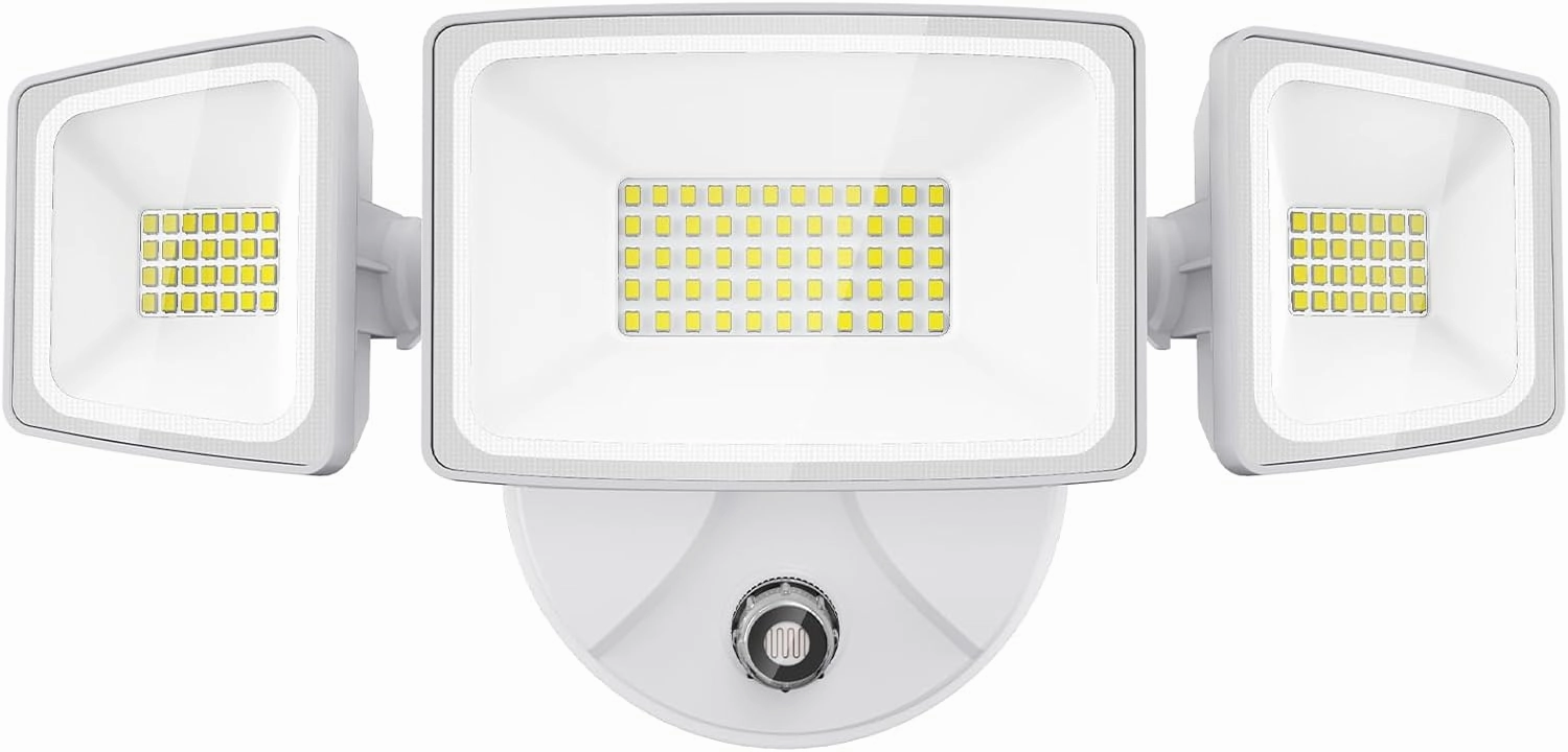 Onforu 60W LED Dusk to Dawn Outdoor Lighting, 6000LM Exterior Flood Lights, IP65 Waterproof Outdoor 3 Adjustable Heads Photocell Lights Fixture, 6500K Daylight Floodlights for Garage, Patio, Yard