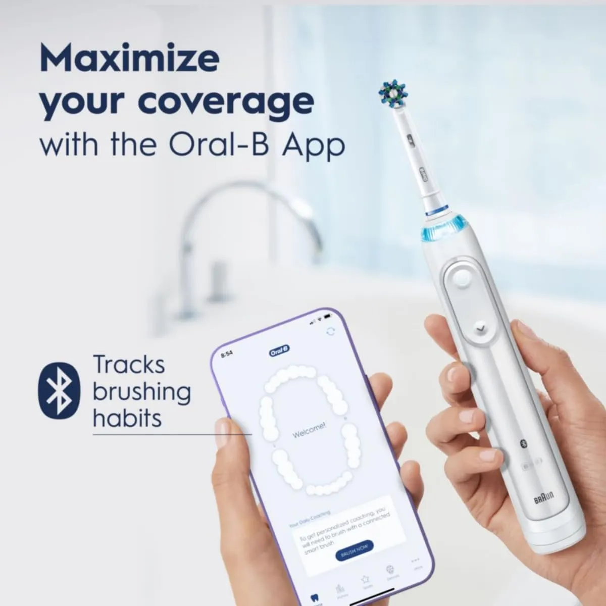 Oral-B Smart 5000 Rechargeable Electric Powered Toothbrush, Black with Travel Case and Bluetooth - Visible Pressure Sensor to Protect Gums - 5 Cleaning Modes - 2 Minute Timer