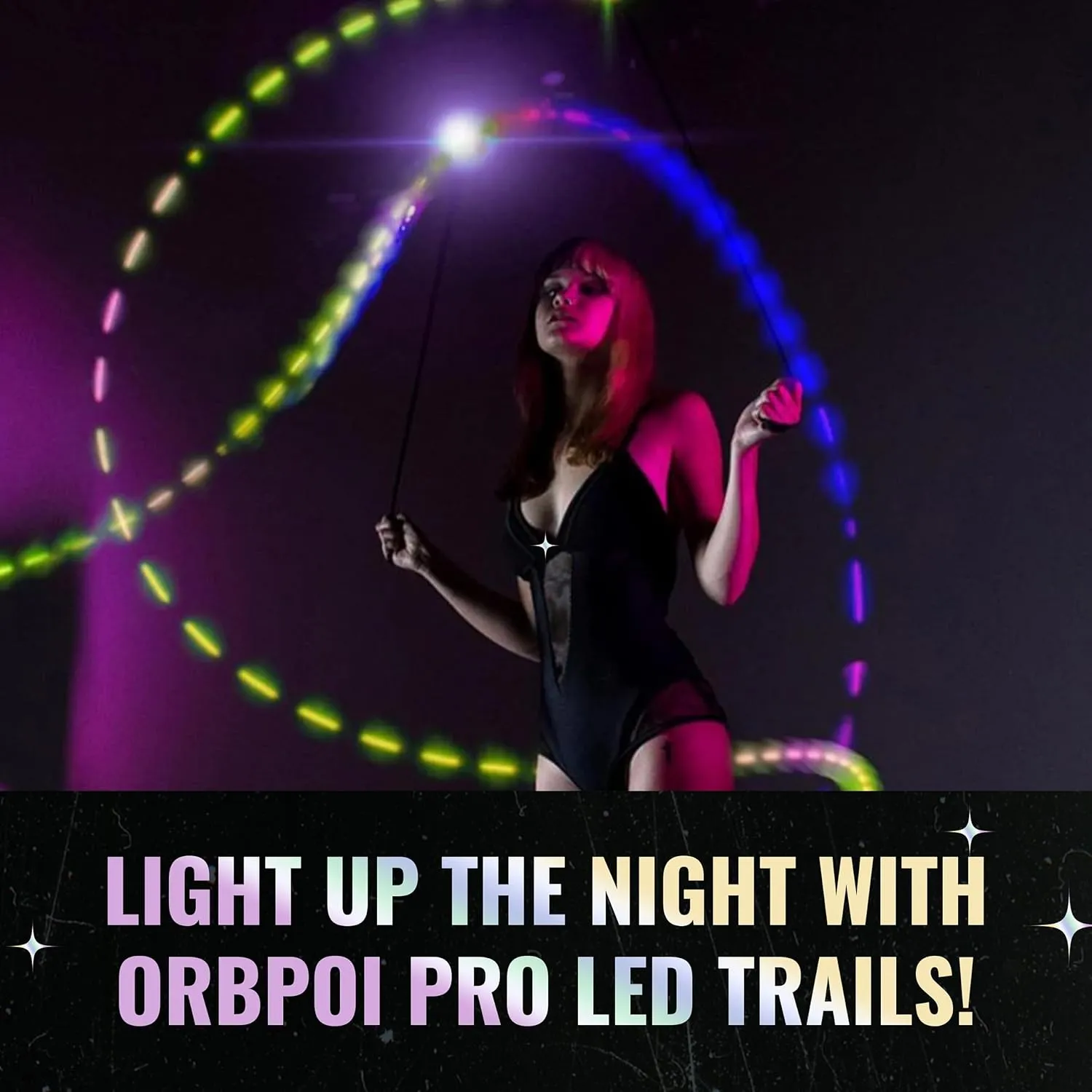 OrbPoi Pro Set - Orb Poi Pro w/Non LED Knob Handles - USB Rechargeable Contact LED Poi Balls w/ 40  Color Modes & Patterns - LED Poi Spinning Balls w/Soft Durable Cases - Flow Arts Toy, UltraPoi