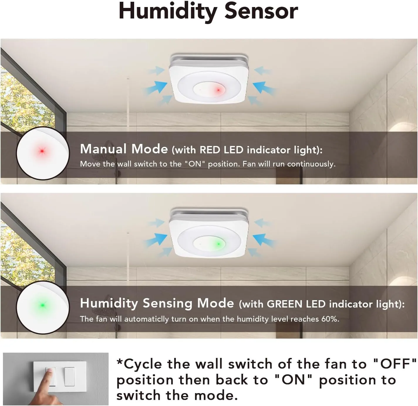 OREiN OL003 Bathroom Exhaust Fan with Light, 40W Humidity Sensor, 160 CFM 1.0 Sones Bathroom Vent Fan with Light, 1500lm 3000K/4000K/5000K Selectable & Nightlight, Ceiling Opening Size 11.81" x 11.02"