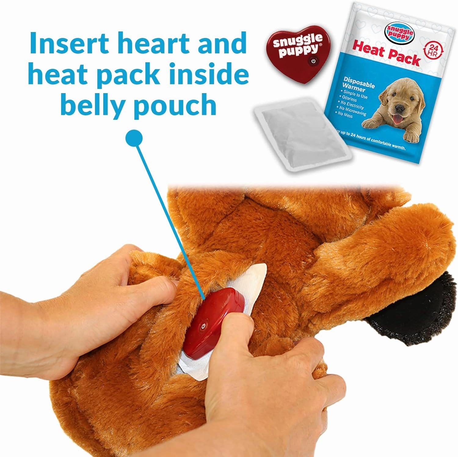 Original Snuggle Puppy Toys - Heartbeat Puppy for Dogs - Pet Anxiety Relief and Calming Aid - Comfort Dog Toys for Behavioral Training in Biscuit