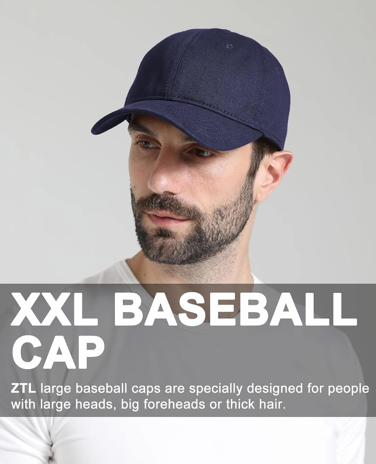 Oversize XL XXL Baseball Cap for Men Big Heads, Large Cotton Baseball Hat, Unstructured Plain Dad Cap Adjustable 23.5"-26"