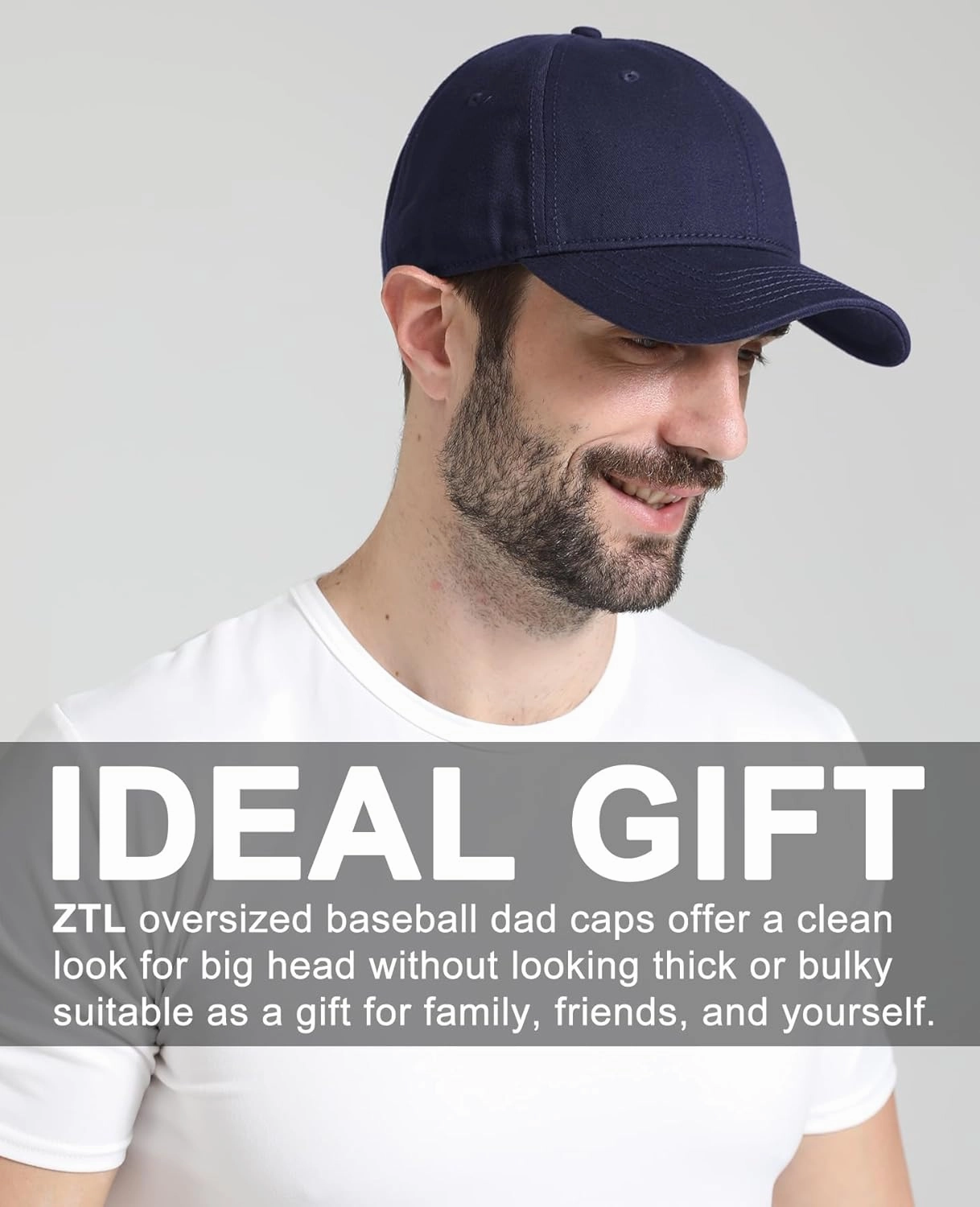 Oversize XL XXL Baseball Cap for Men Big Heads, Large Cotton Baseball Hat, Unstructured Plain Dad Cap Adjustable 23.5"-26"