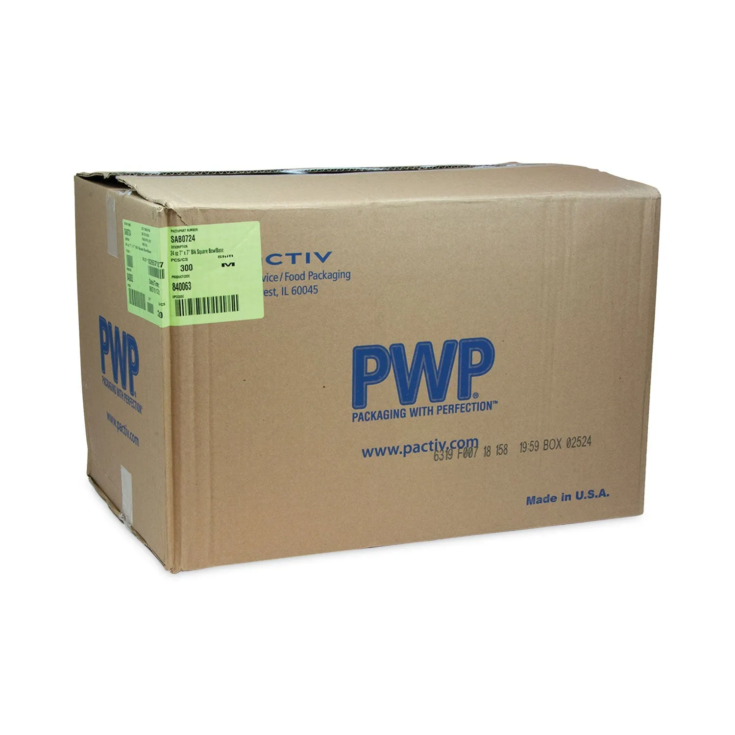 Pactiv Evergreen EarthChoice Square Recycled Bowl, 24 oz, 7 x 7 x 1.52, Black, Plastic, 300/Carton