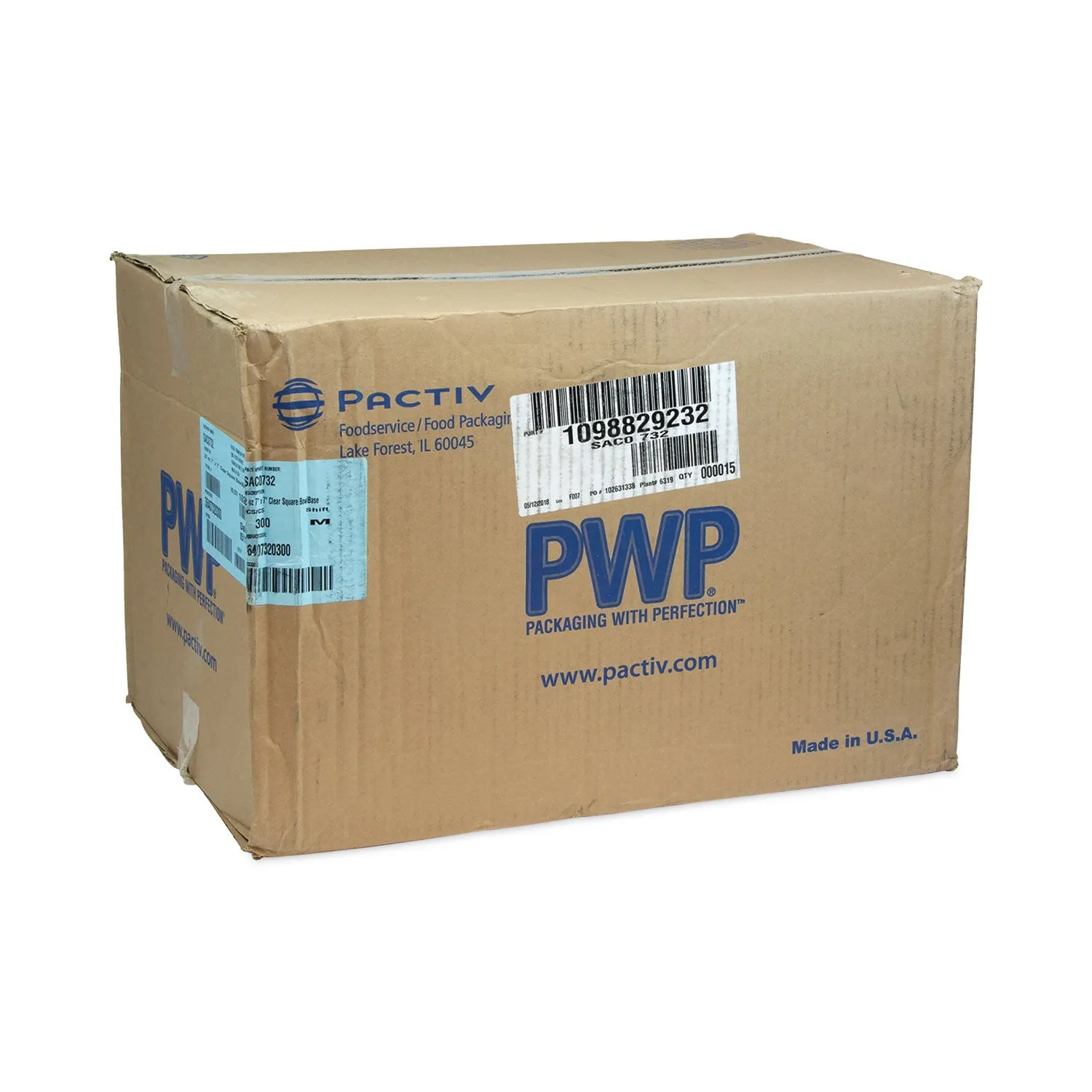 Pactiv Evergreen EarthChoice Square Recycled Bowl, 32 oz, 7 x 7 x 2, Clear, Plastic, 300/Carton