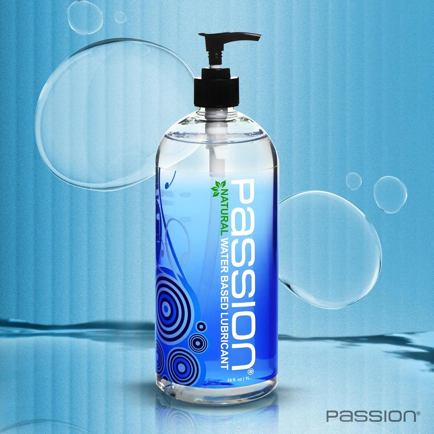 Passion Natural Water-Based Personal Lubricant, 34 Fl Oz - Premium, Non-Sticky, Easy-to-Clean Formula for Smooth, Comfortable Use