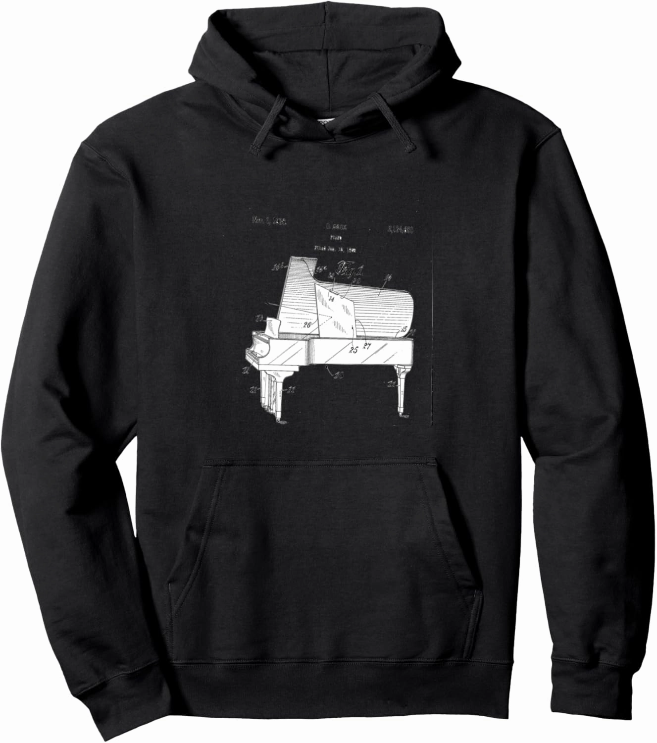 Patented Piano, Jazz Band Art, Music Shirt for musicians Pullover Hoodie