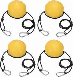 PATIKIL 4FT Float Rope Tow Line, 4 Set Heavy Duty Buoy Ball Float Leash with Stainless Steel Hook Drift Rope Marker Buoy Float Rope for Fishing Drift Jet-Ski Kayak Boat Accessories, Black
