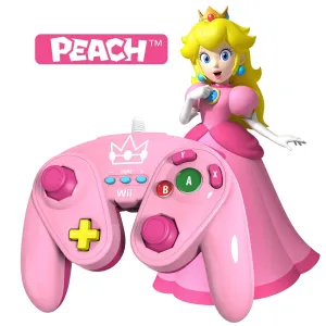 PDP Wired Fight Pad for Wii U - Peach (Renewed)