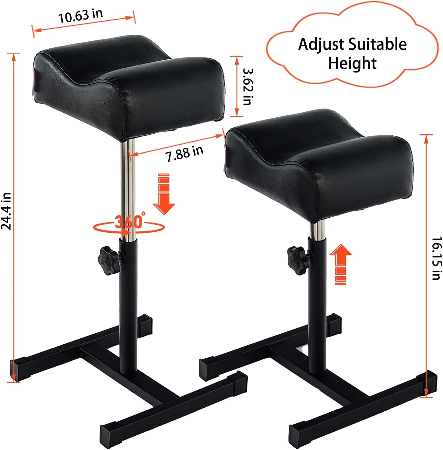 Pedicure Manicure Footrest Adjustable Height Stand Beauty SPA Salon Nail Care Black