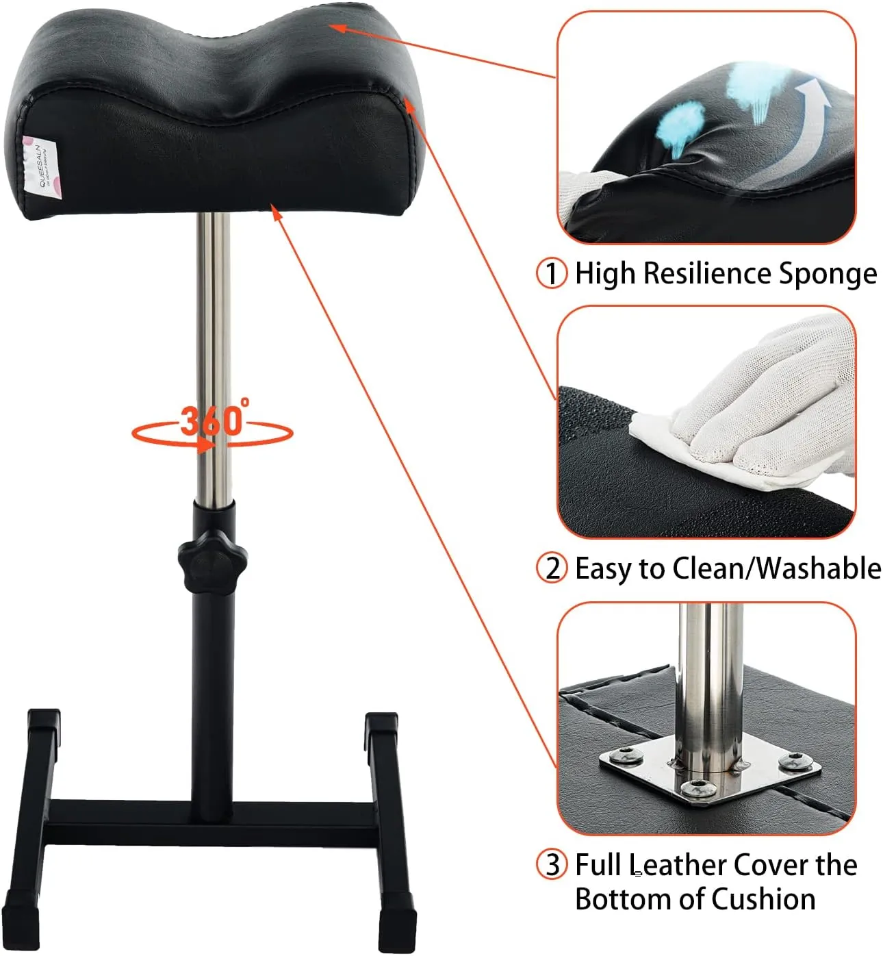 Pedicure Manicure Footrest Adjustable Height Stand Beauty SPA Salon Nail Care Black