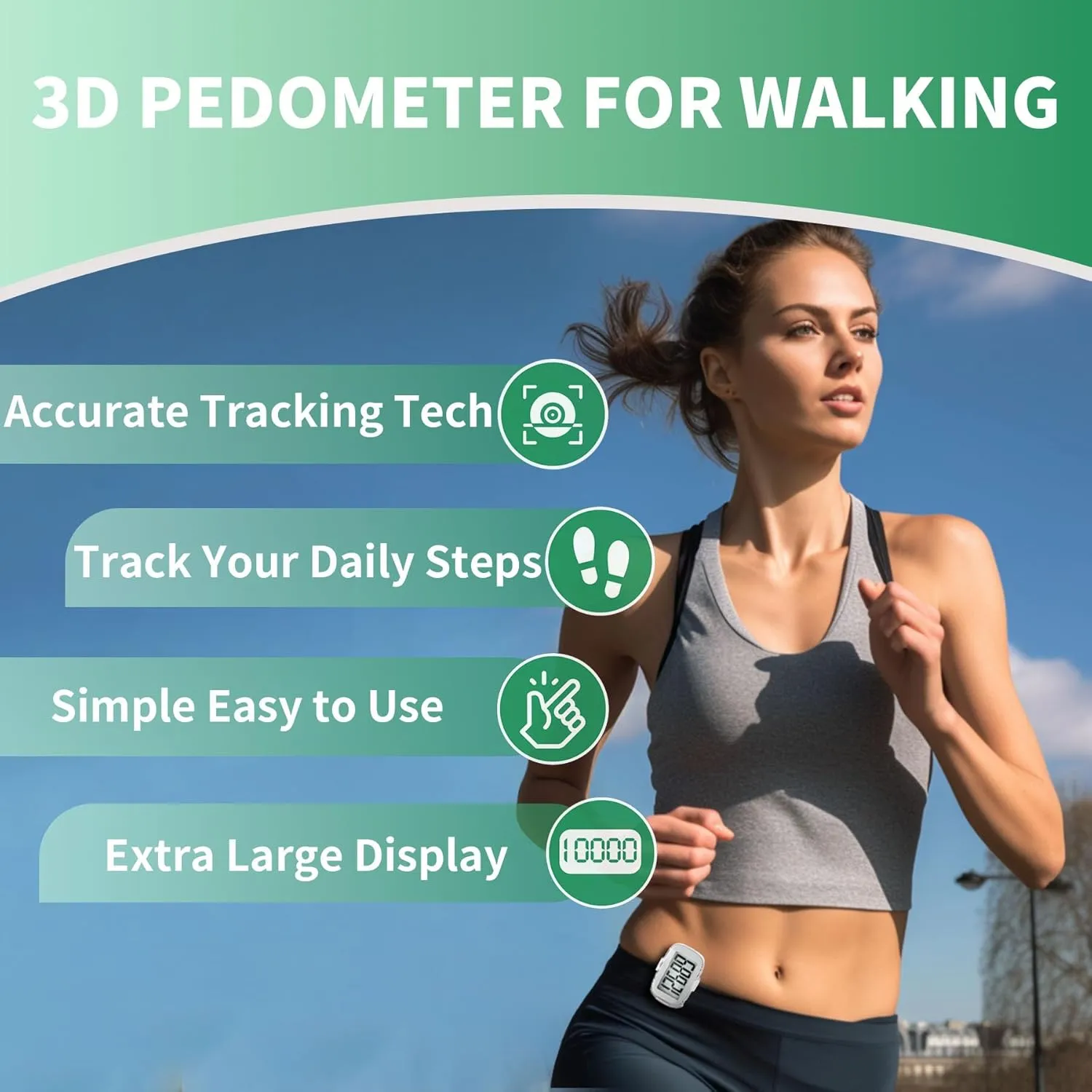 Pedometer Walking Simple 3D Step Counter with Clip and Lanyard, Activities Fitness Tracker Without Smartphone, Accurate Step Tracker for Women, Men, Seniors