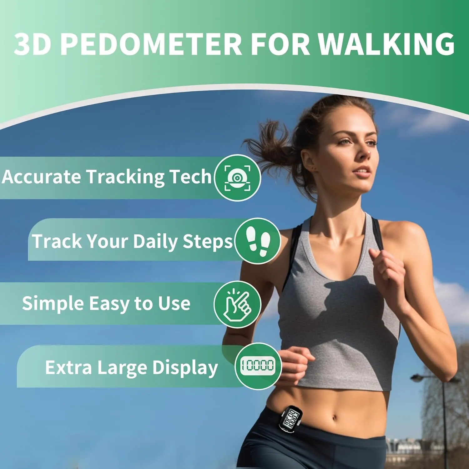 Pedometer Walking Simple 3D Step Counter with Clip and Lanyard, Activities Fitness Tracker Without Smartphone, Accurate Step Tracker for Women, Men, Seniors