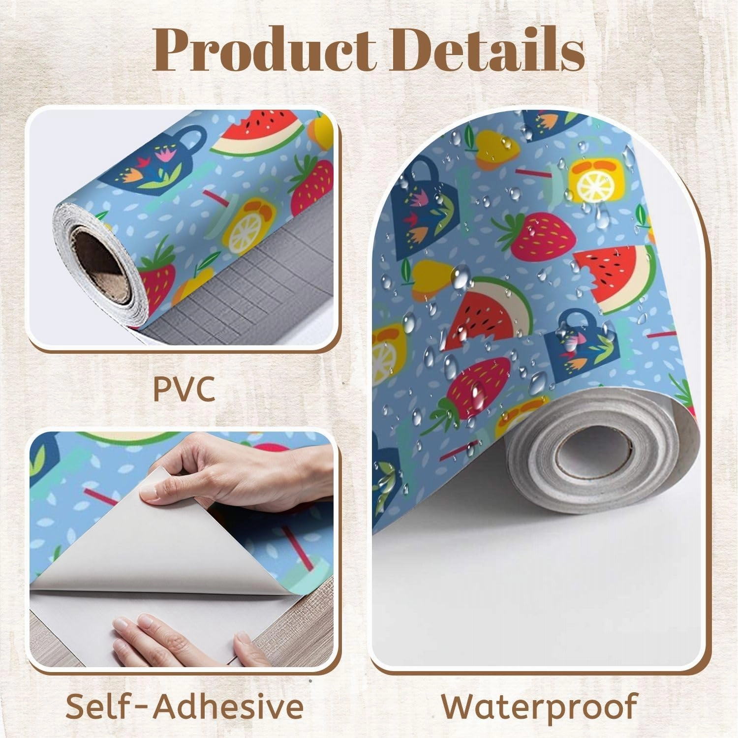 Peel and Stick Wallpaper Self Adhesive Wall Mural Childish Seamless Cute Contact Paper Renter Friendly Wallpaper for Kitchen Nursery Bedroom 17.7"x118"