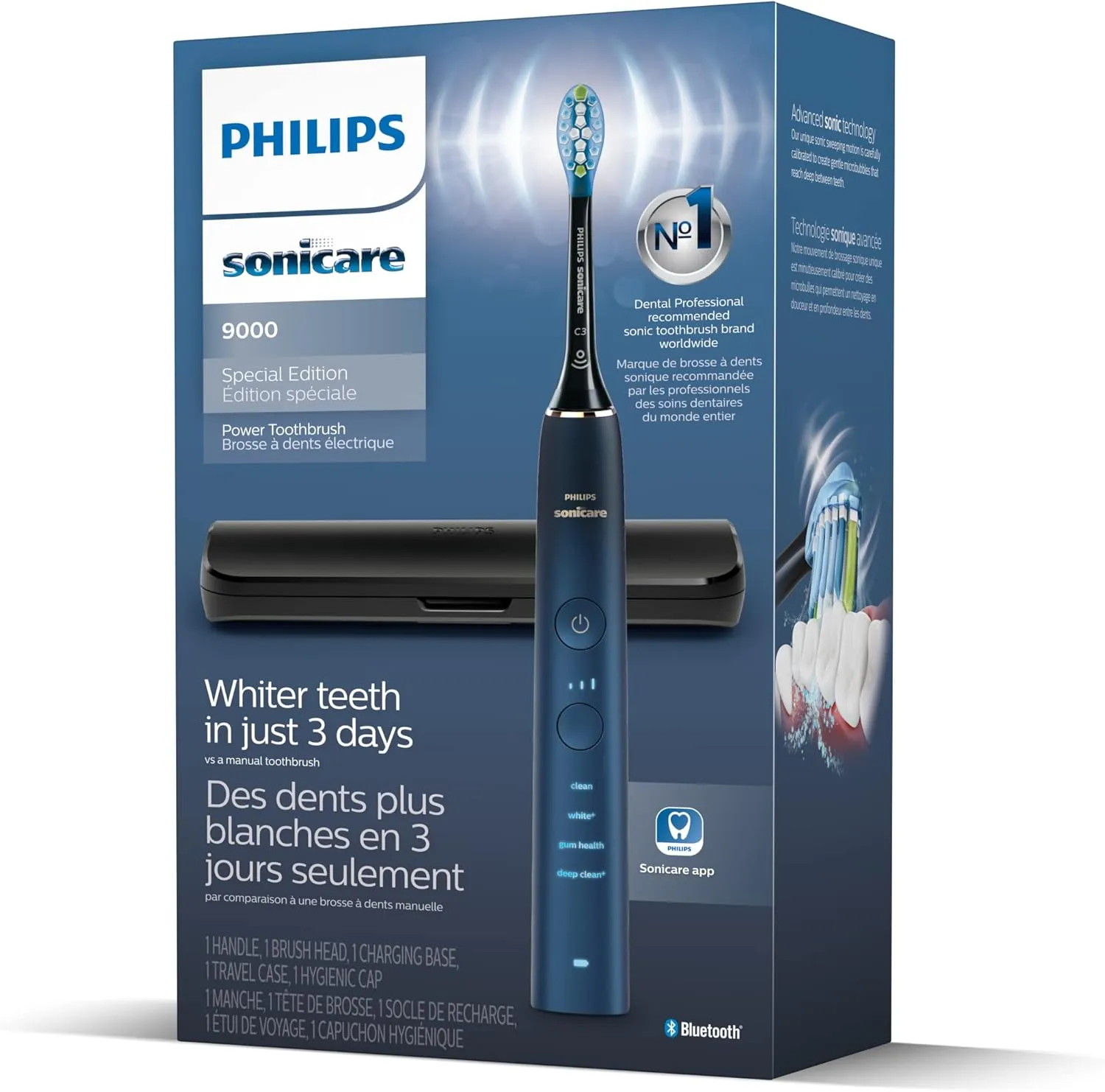 PHILIPS Sonicare 9000 Special Edition Rechargeable Toothbrush, Blue/Black, HX9911/92
