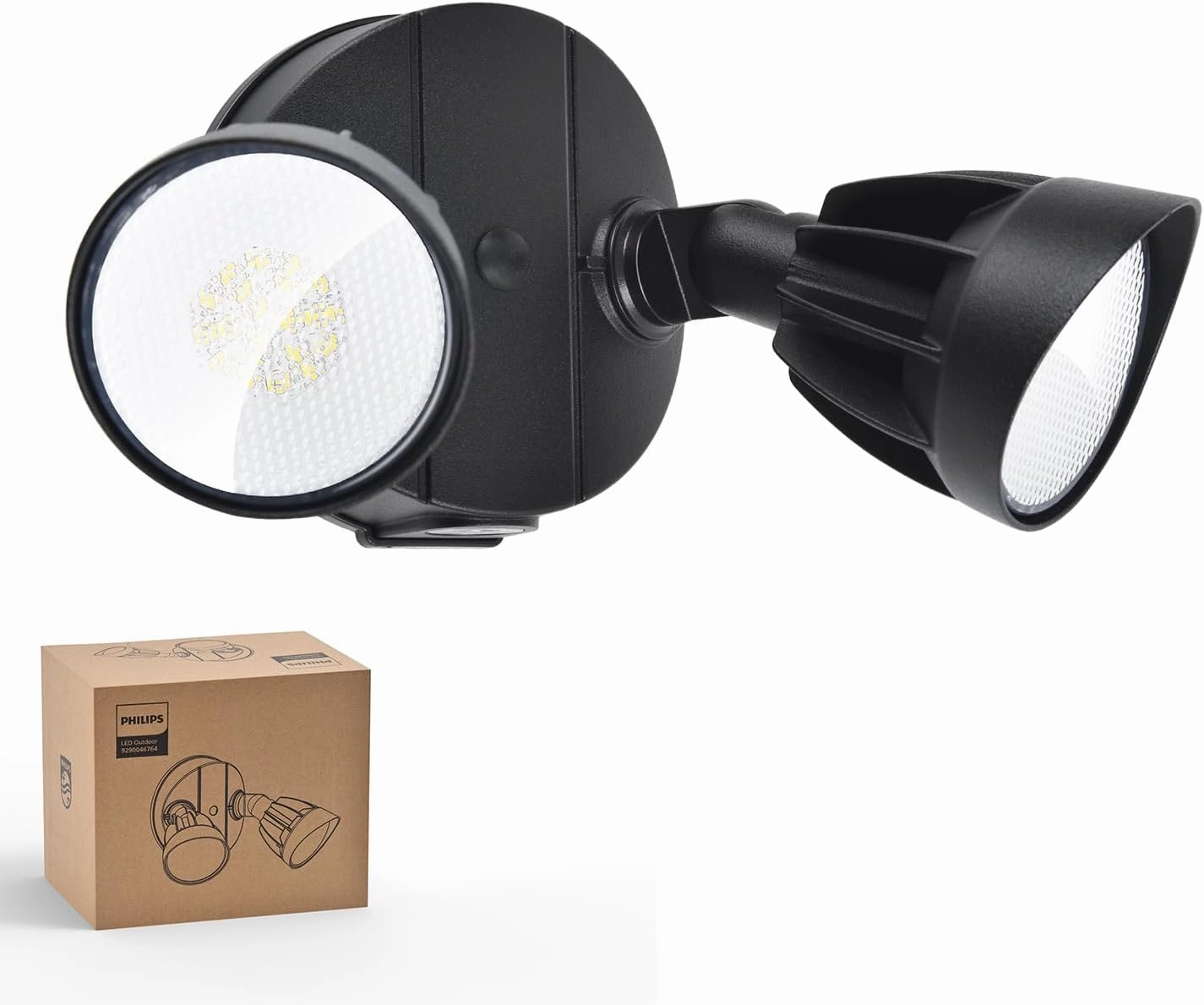 Philips Dusk to Dawn 44W 3500LM LED Security Flood Lights Outdoor, 5000K Daylight, Wet Location, Dual Adjustable Heads Aluminum Wall Light for Yard Garage Porch