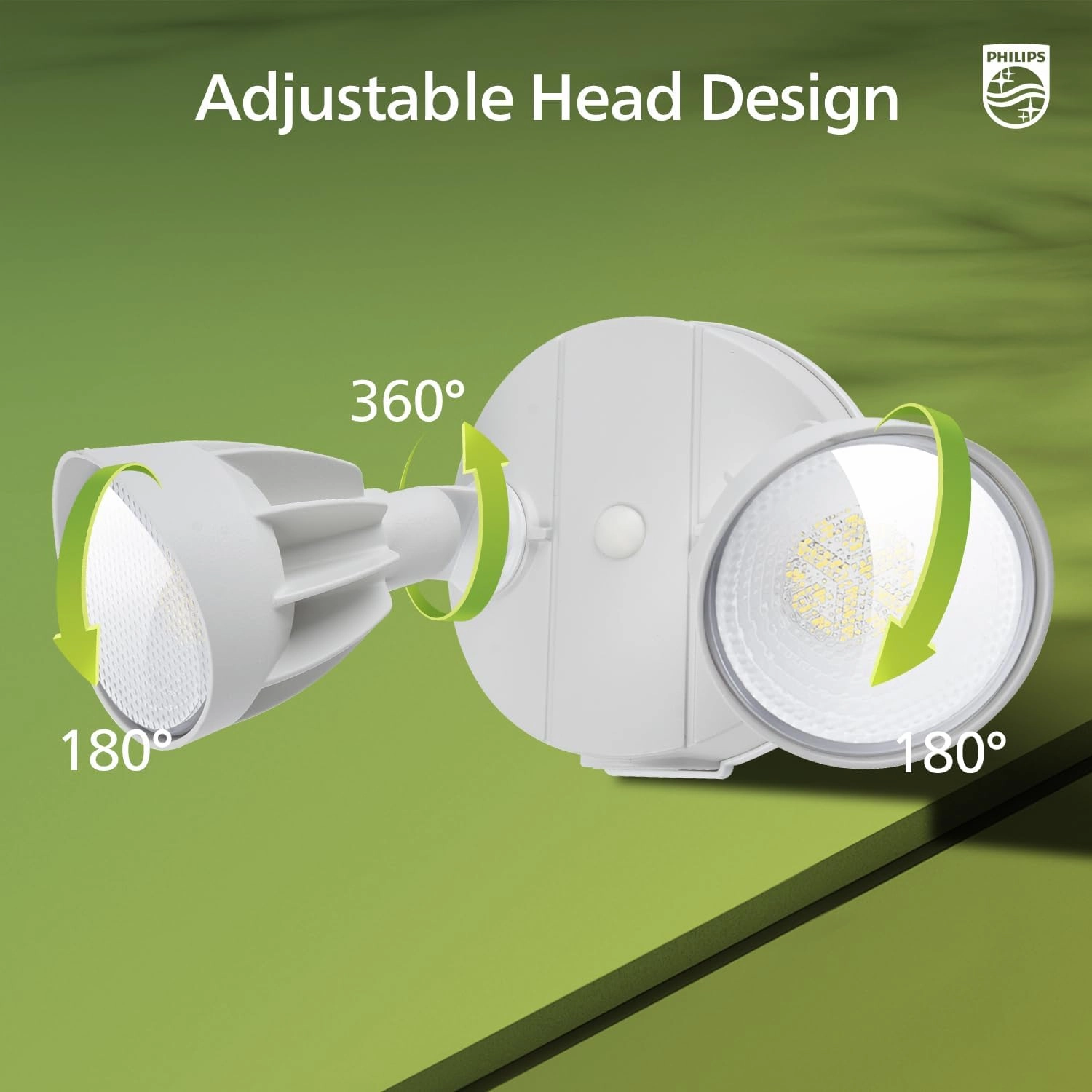 Philips Dusk to Dawn 44W 3500LM LED Security Flood Lights Outdoor, 5000K Daylight, Wet Location, Dual Adjustable Heads Aluminum Wall Light for Yard Garage Porch