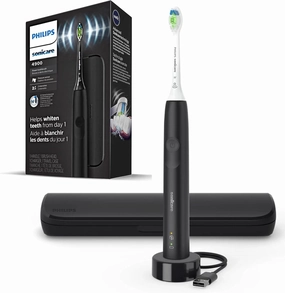 PHILIPS Sonicare Electric Toothbrush with DiamondClean Brush Head, Phillips Sonicare Rechargeable Toothbrush with Pressure Sensor, Sonic Electronic Toothbrush, Travel Case, Black 1.0 Count