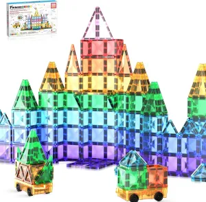 PicassoTiles 120 Piece Magnetic Building Block Mini Diamond Series Travel Size Magnet Construction Toy Set STEM Learning Kit Educational Playset Child Brain Development Stacking Blocks PTM120