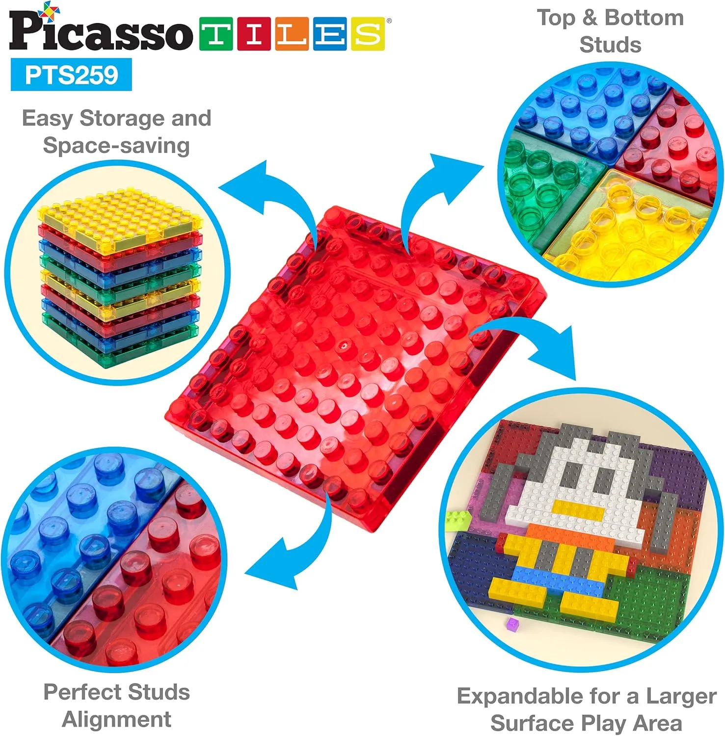PicassoTiles 259pcs Magnetic Brick Tile Building Block Combo Set Compatible with Other Tiles Over 50  Combination STEM Toy Educational Toys for Ages 3  Toddler Boys and Girls Kids Activity Creativity