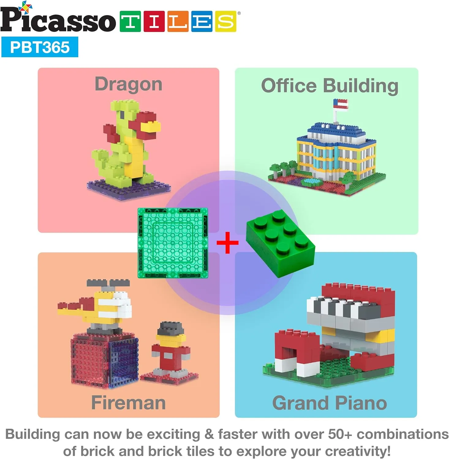 PicassoTiles 316 PCs Activity Table with Magnetic Tiles and Building Brick Blocks, Playset Table with Magnetic Action Figures & Storage Included, Can be Use as Water & Sand Tables STEM Toys Ages 3 