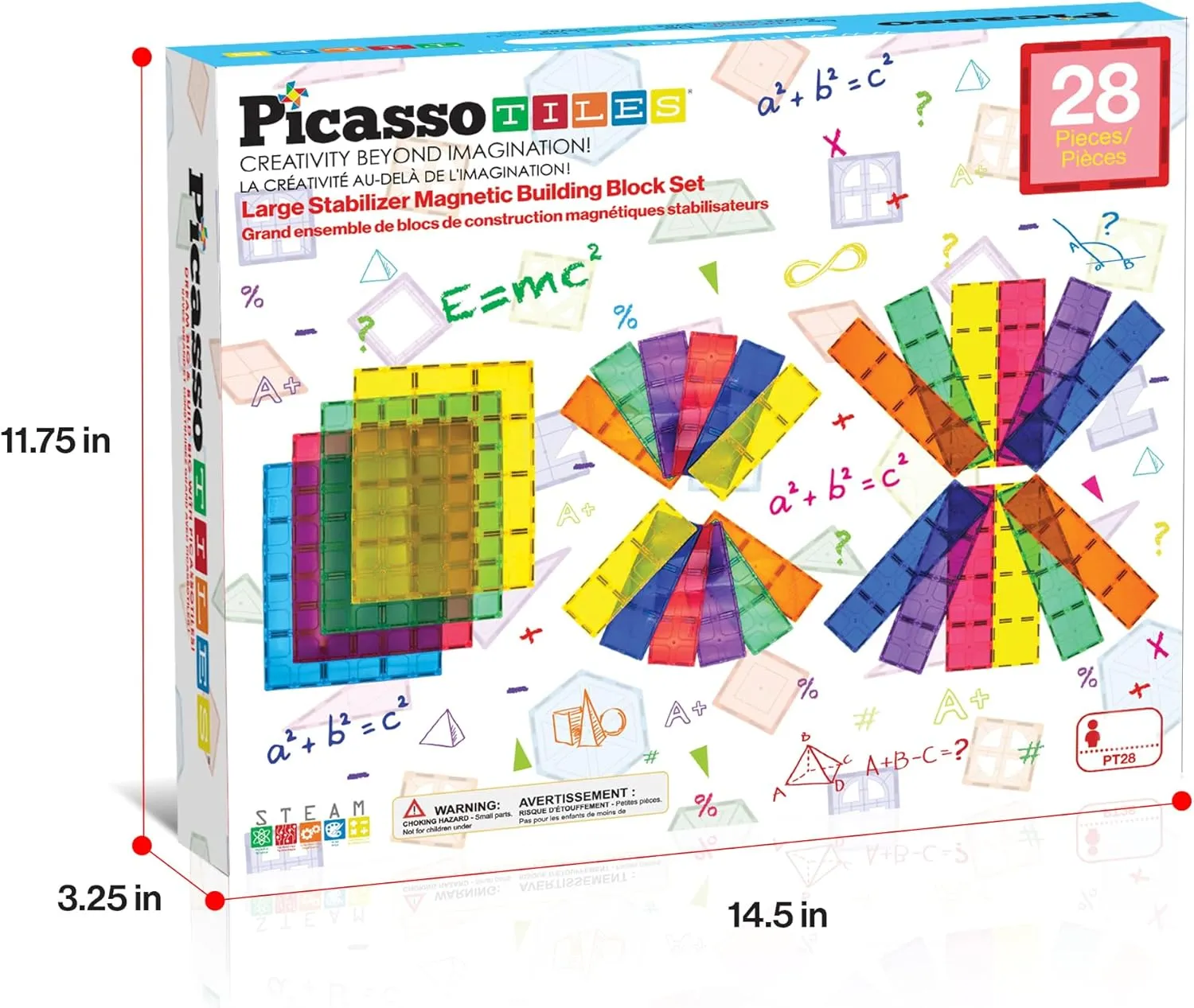 PicassoTiles Large Stabilizer Building Block Base Jumbo XL Plate Foundation Kit Magnetic Building Blocks Magnet Tiles Stacking STEM Toy Set
