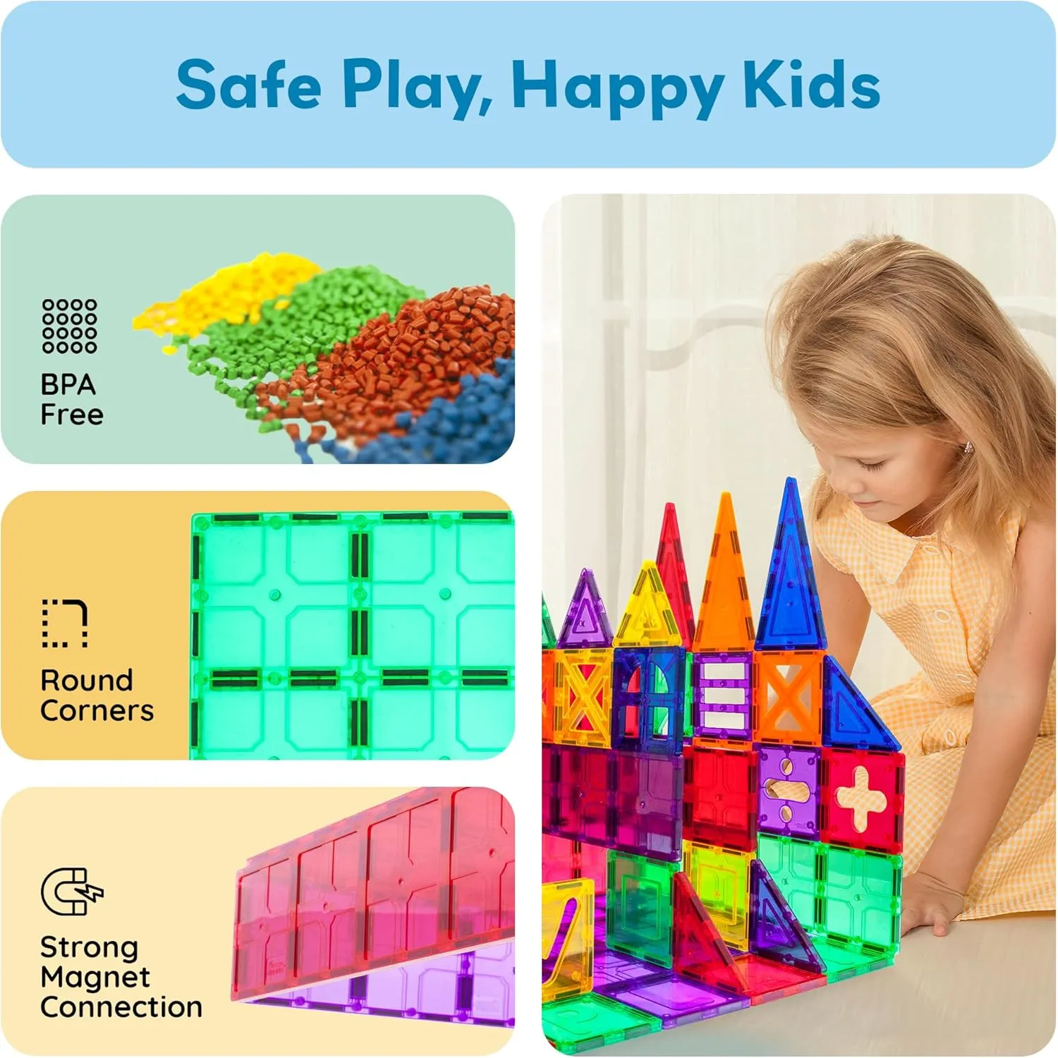 PicassoTiles Large Stabilizer Building Block Base Jumbo XL Plate Foundation Kit Magnetic Building Blocks Magnet Tiles Stacking STEM Toy Set