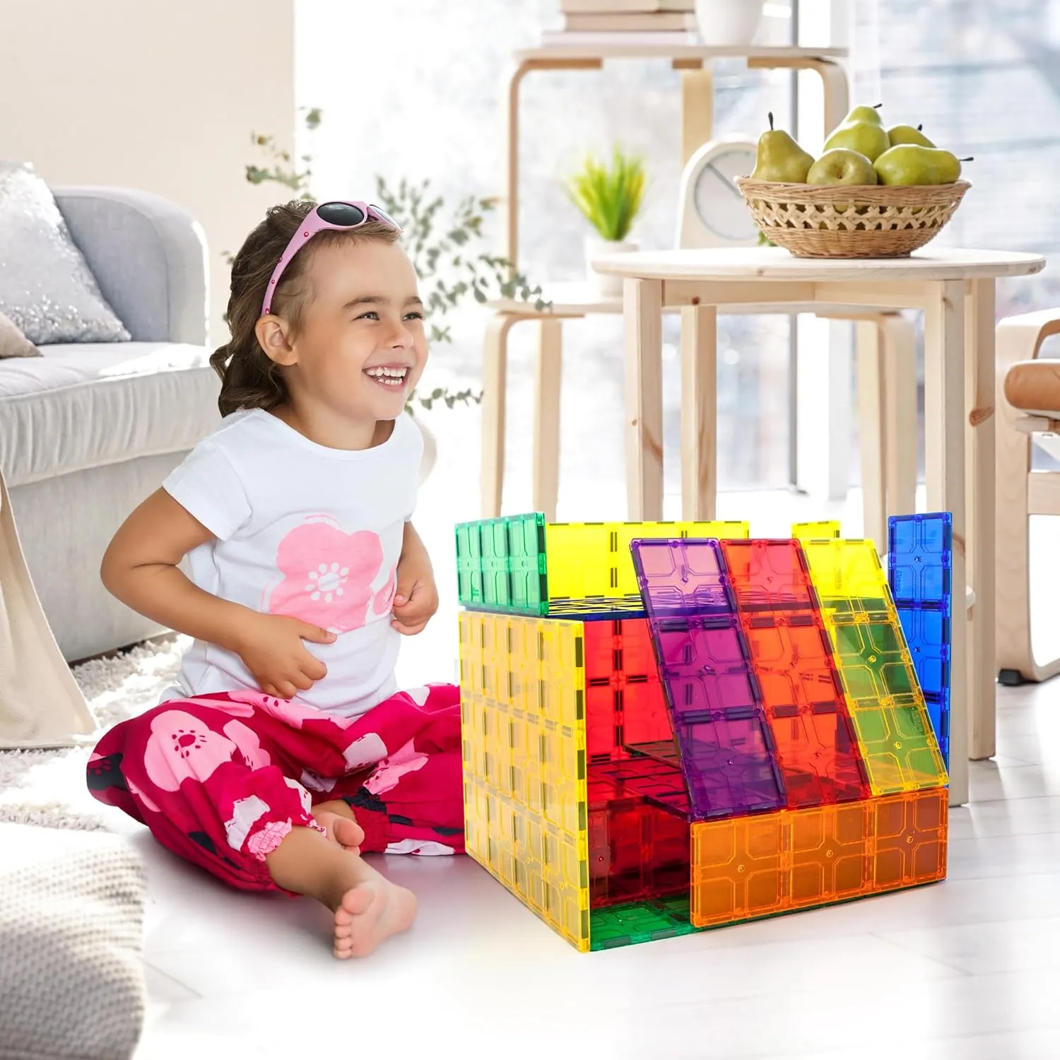 PicassoTiles Large Stabilizer Building Block Base Jumbo XL Plate Foundation Kit Magnetic Building Blocks Magnet Tiles Stacking STEM Toy Set