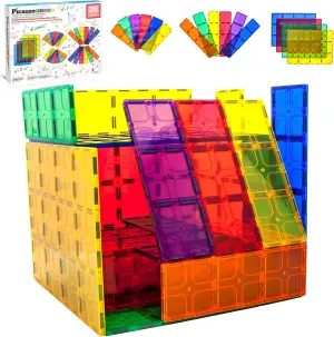 PicassoTiles Large Stabilizer Building Block Base Jumbo XL Plate Foundation Kit Magnetic Building Blocks Magnet Tiles Stacking STEM Toy Set