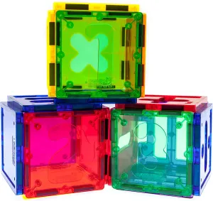 PicassoTiles PT22 Magnetic Building Blocks Numerical Magnet Tiles Educational Kit Toy Set 3D Clear Color Stacking Block STEM Playboard Novelty Game w/Numbers, Roman Numerals, and Math Symbols