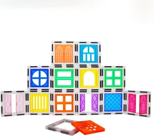 PicassoTiles Window and Door Clip On Magnetic Blocks Magnet Tiles Magnets Building Tile Construction Toy Set STEM Education Toys Learning Kit Stacking Block Playset Boys & Girls Age 3  PT30
