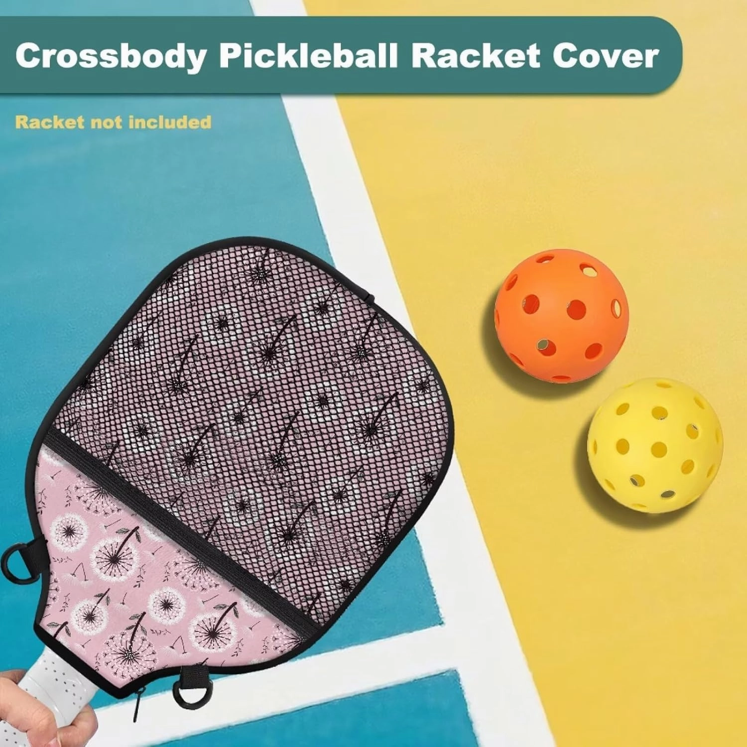 Pickleball Paddle Cover Pickle Ball Racket Protector Large Opening with Zipper Racket Sleeve with Adjustable Strap