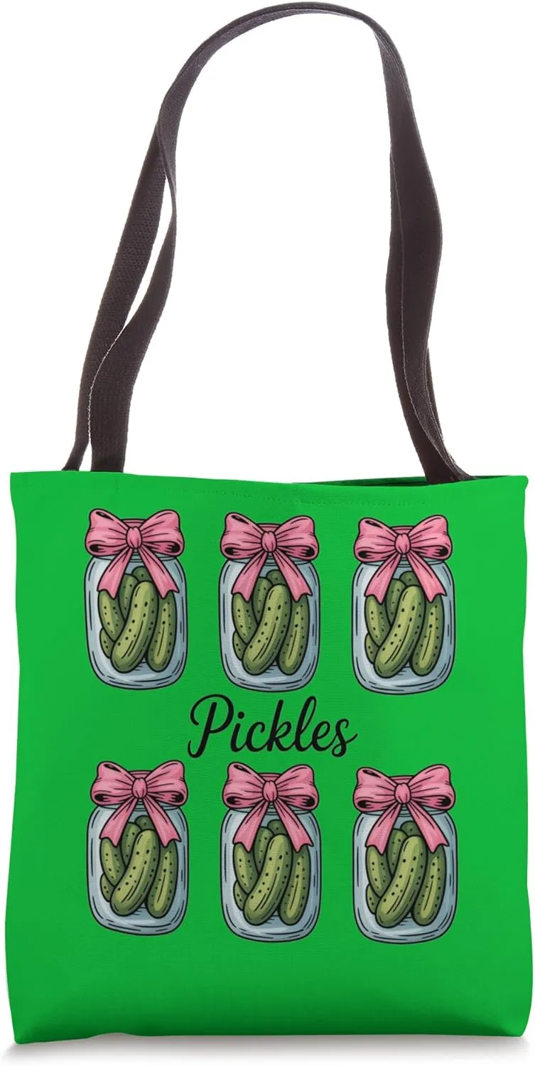 Pickles Cute Coquette Jar with Bows Aesthetic Tote Bag
