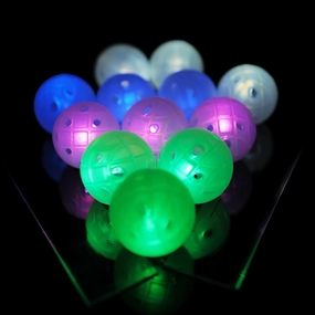 PickleStar Let's Play Tonight LED Light Up Practice Golf Balls Glow in The Dark Hollow Plastic Golf Training Balls 1/2 Glow in The Dark Wiffle, Lit up Plastic Base Balls, Playball