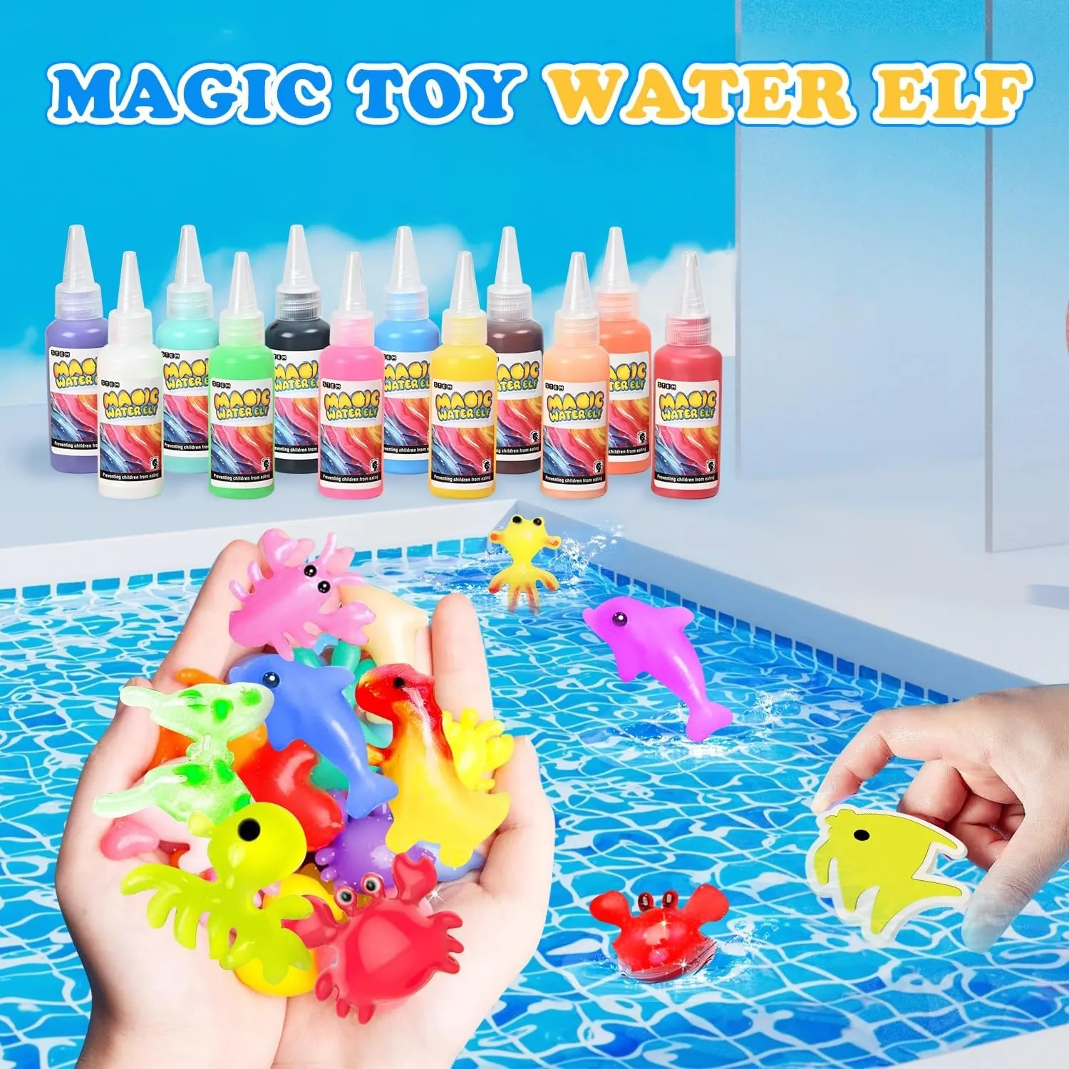PIXATA Magic Water Toy Elf Kit,Aqua Animal Fairy Water Gel Creative Magic Pet Water Creation kit, 12 Color Gels, Arts & Crafts DIY STEM Kits Children's DIY (12 Colors)