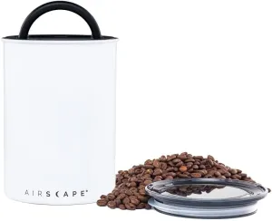 Planetary Design Airscape® Stainless Steel Coffee Canister | Food Storage Container | Patented Inner Plunger Lid REMOVES Excess Oxygen | Don't Buy airtight, Buy AIR-Less | (Medium, Matte White)