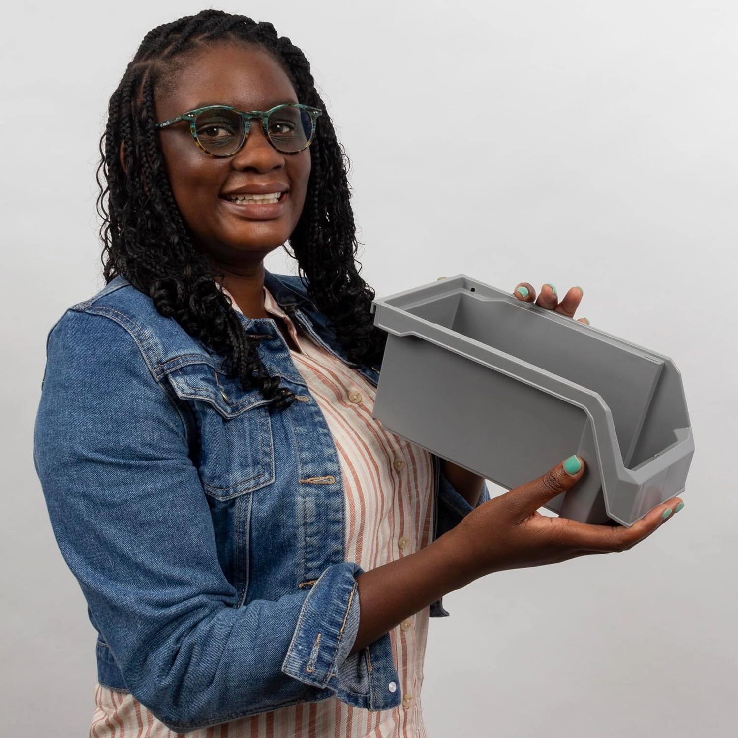 Plastic Containers for Organizing and Storage Bins for Closet, Kitchen, Office, Garage or Pantry Organization, Stackable Bins, Medium (11" x 5" x 5.5"), 8-Pack, Grey