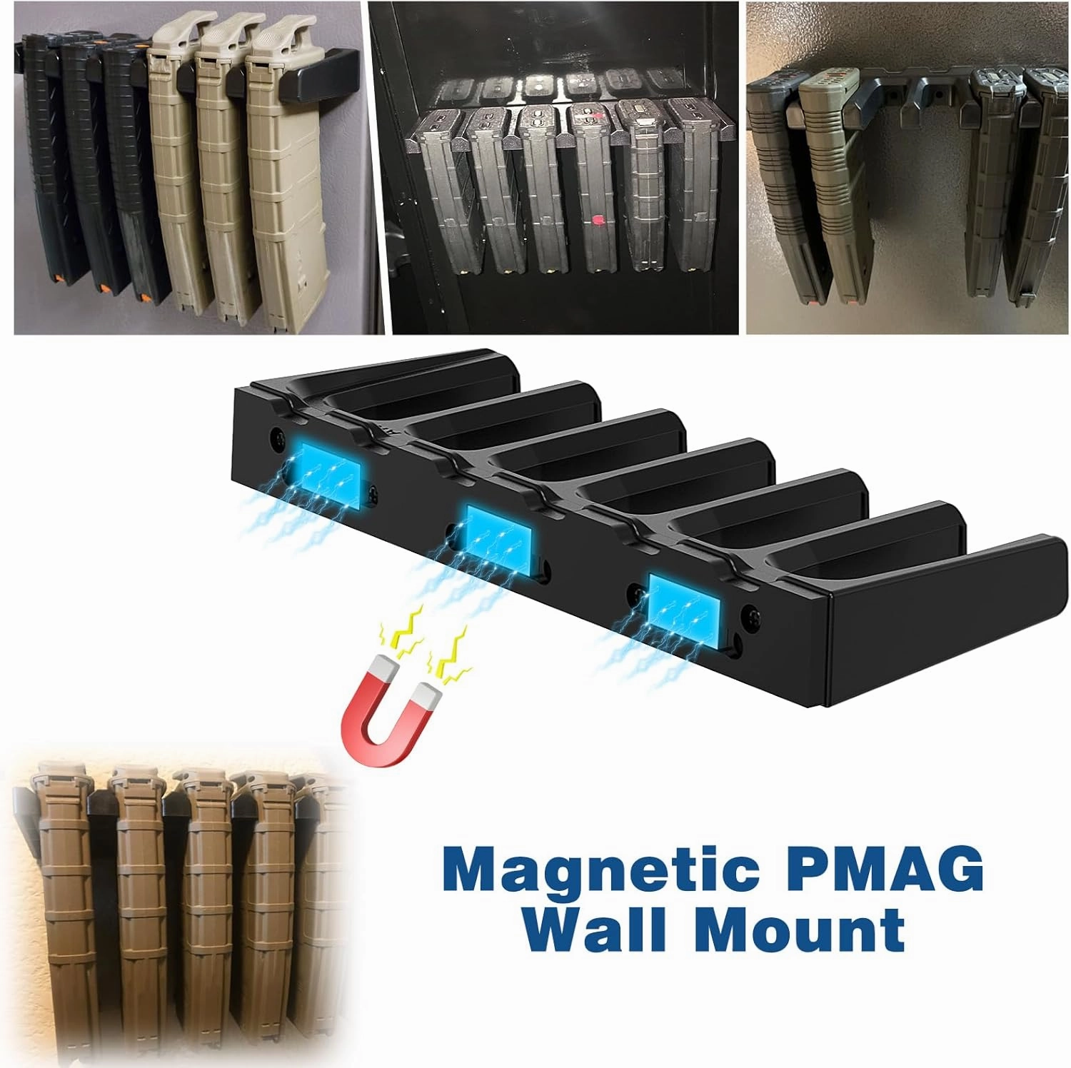 PMAG Rack Wall Mount,Mag Holder|AR Magazine Hodler|Wall Mount Display Mag Storage,Home Magazine Storage Rack,Mag Rack for Gun Safe,Locker,Cabinet,Wall
